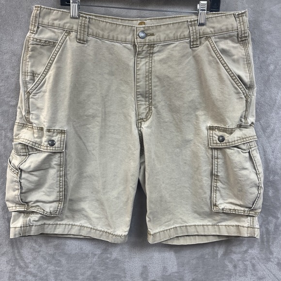 Carhartt Shorts Men's 38 Relaxed‎ Fit Beige Khaki Outdoor Work Wear Canvas Cargo - Picture 1 of 9